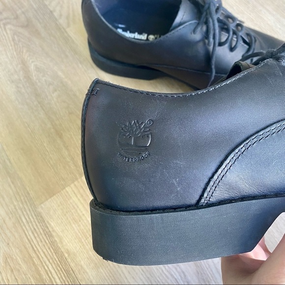 Timberland Ortholite Black Leather Formal Dress Shoes Low - Picture 2 of 8